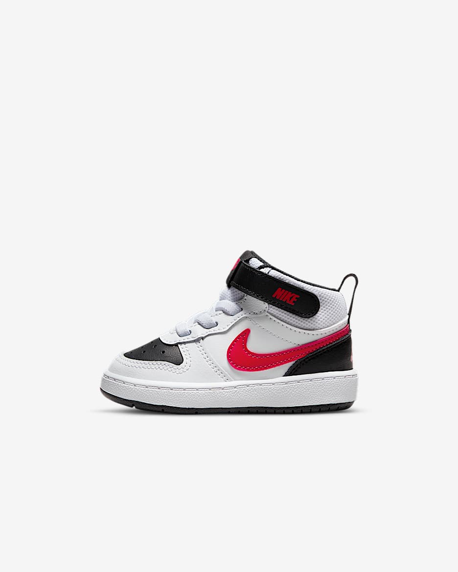 Tenis para bebé e infantil Nike Court Borough Mid 2 - Blanco/Negro/Rojo universitario
