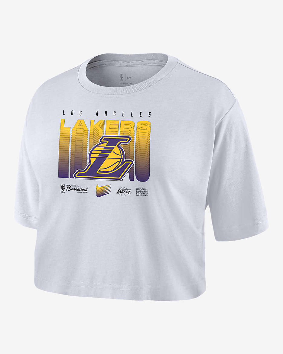 Los Angeles Lakers Courtside Women's Nike NBA Cropped T-Shirt - White