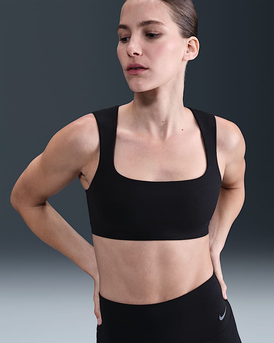 Nike Zenvy licht gevoerde sport-bh met lichte ondersteuning - Zwart/Cool Grey