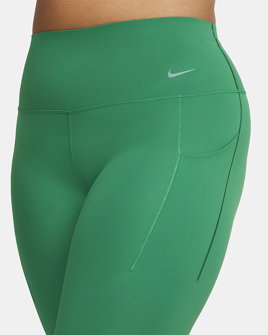 Leggings de 7/8 de tiro alto y sujeción media con bolsillos para mujer Nike Universa - Malaquita/Negro