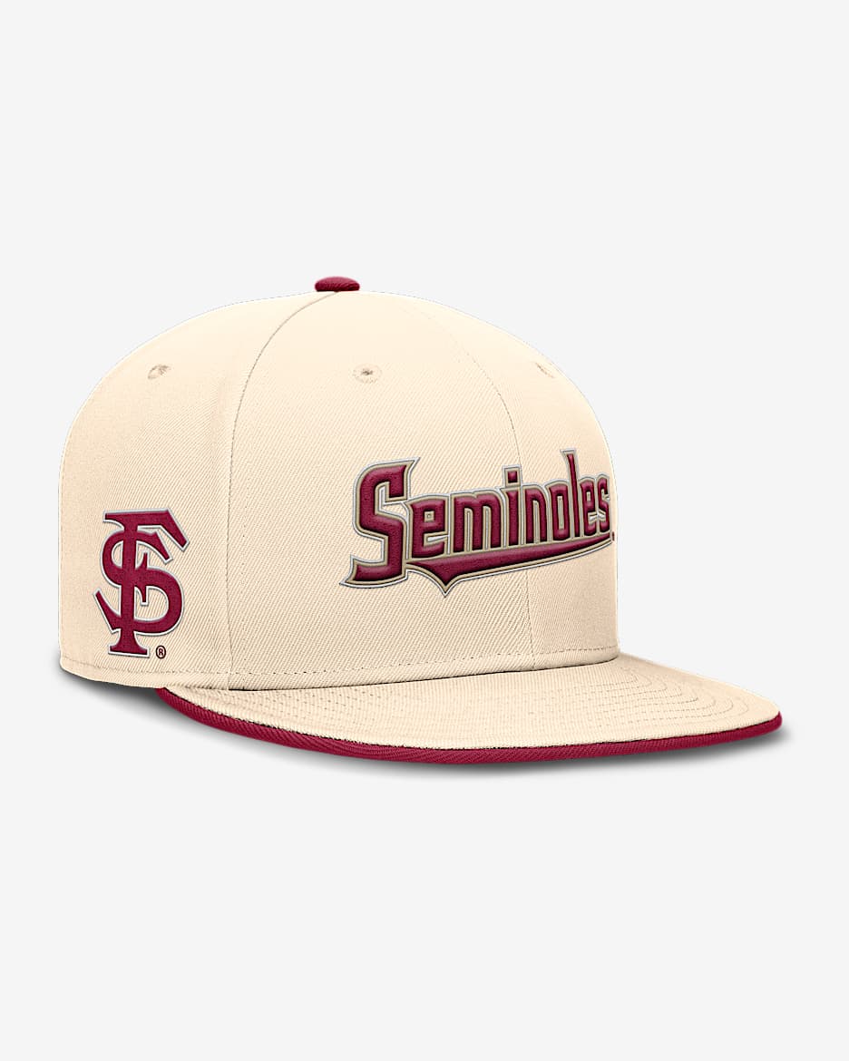 Gorra universitaria Nike Dri-FIT ajustada para hombre Florida State Seminoles Primetime True - Natural
