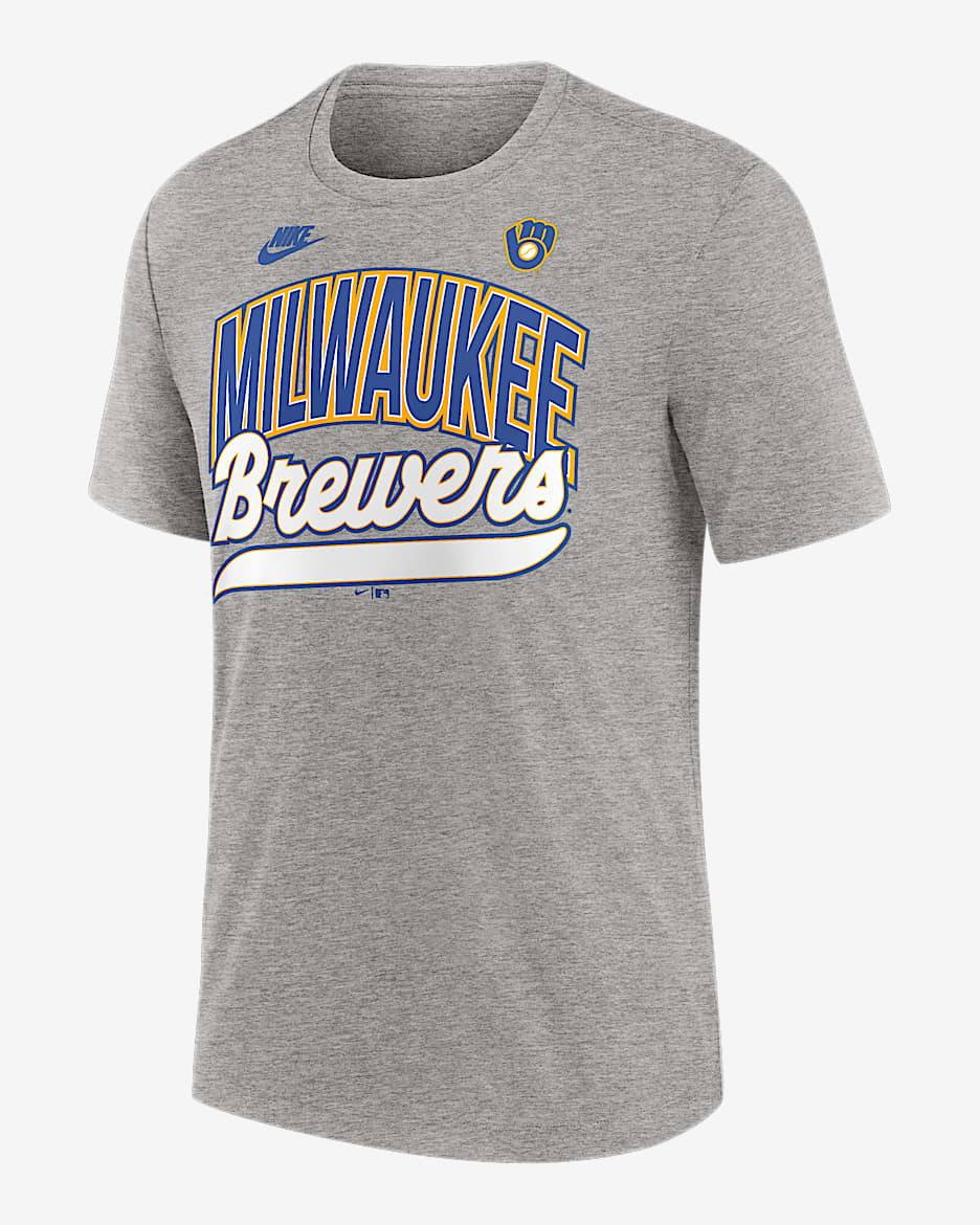 Milwaukee Brewers Cooperstown Retro Men's Nike MLB T-Shirt - Grey Heather