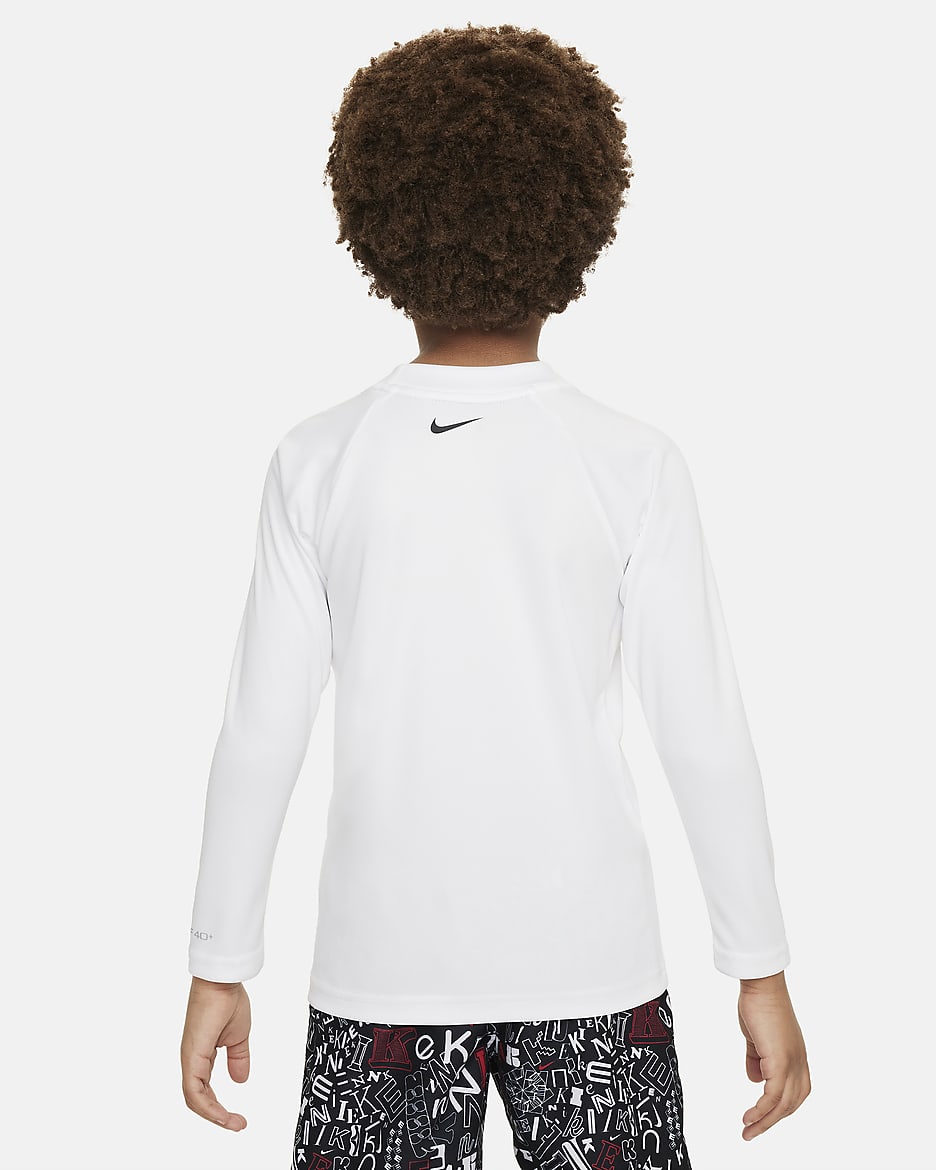 Playera de manga larga Hydroguard para niño talla pequeña Nike Swim - Blanco