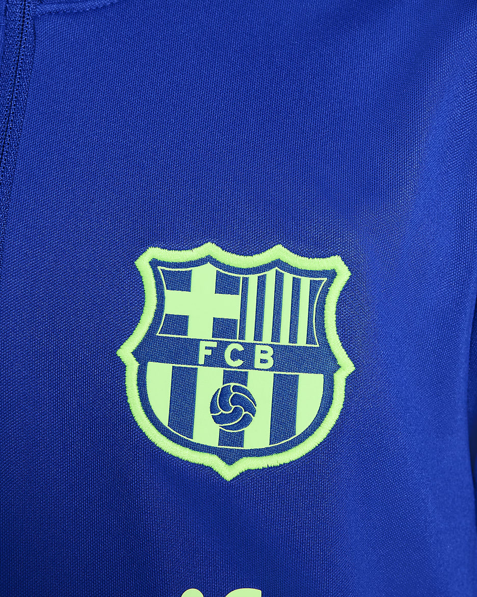 F.C. Barcelona Academy Pro Older Kids' Nike Dri-FIT Football Drill Top - Old Royal/Anthracite/Lime Blast