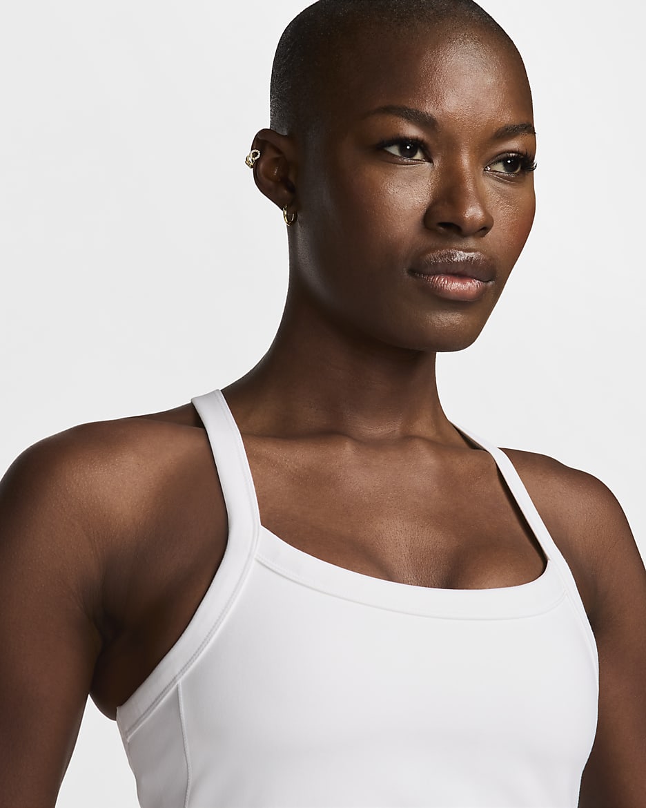 Nike One Fitted Women's Dri-FIT Strappy Cropped Tank Top - White/Black