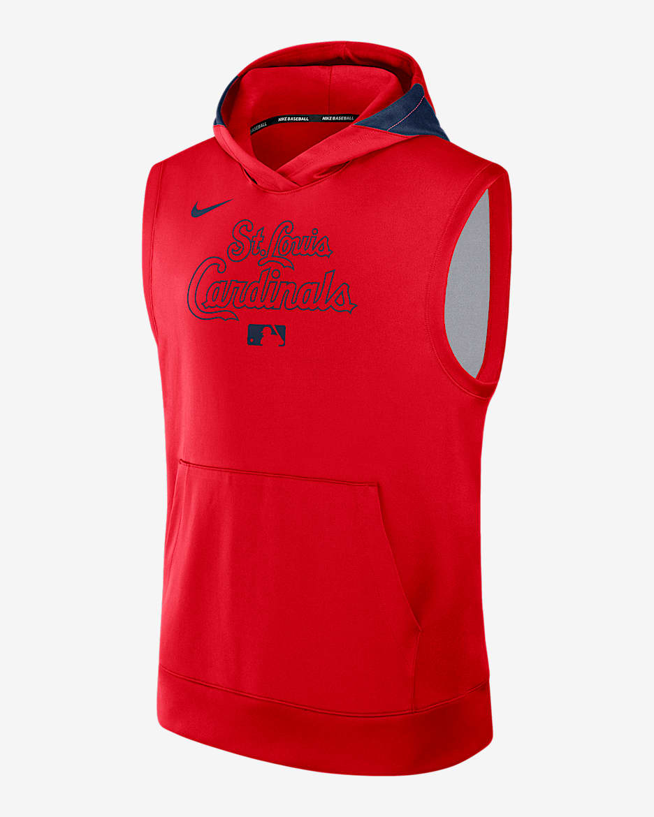 Sudadera con gorro sin cierre ni mangas Nike Dri-FIT de la MLB para hombre St. Louis Cardinals Authentic Collection - Rojo