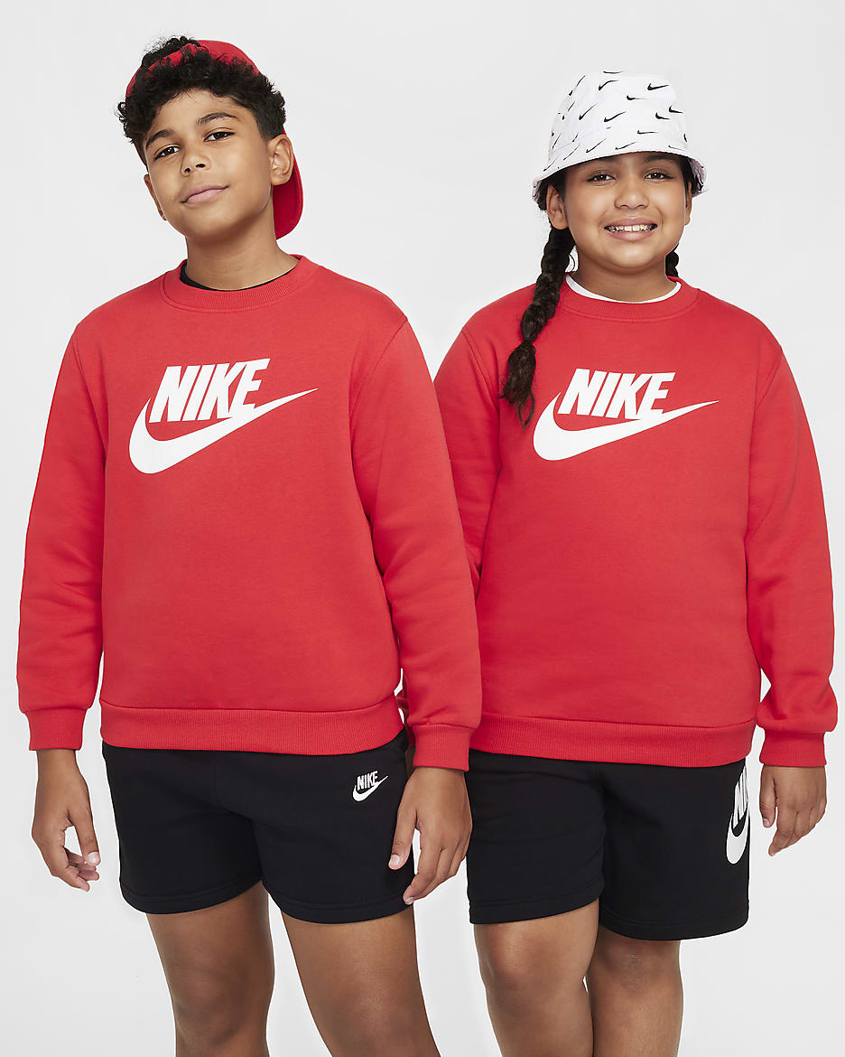 Sudadera sin cierre para niños talla grande (talla amplia) Nike Sportswear Club Fleece - Rojo universitario/Blanco