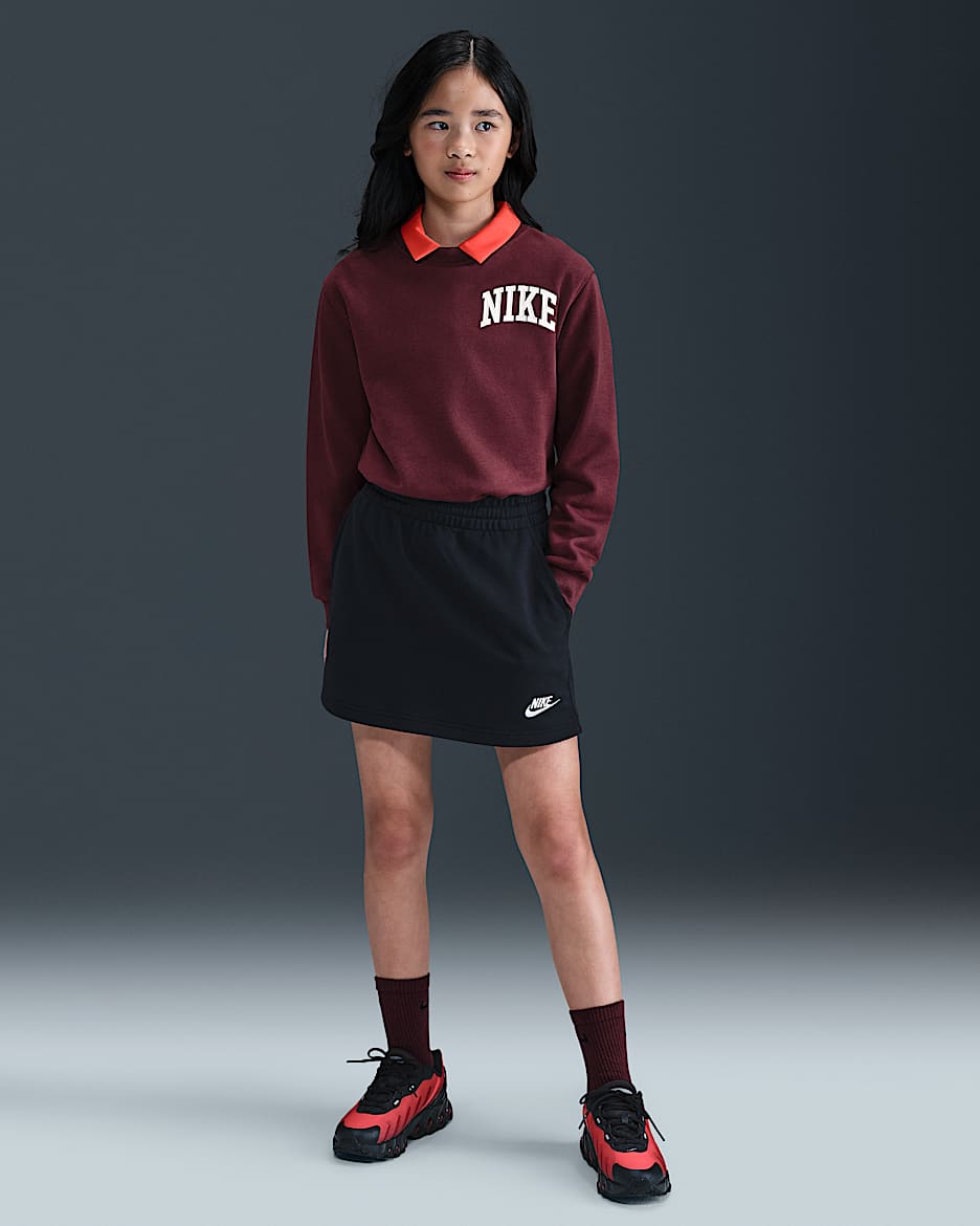 Gonna in French Terry Nike Sportswear Club – Ragazza - Nero/Nero/Bianco