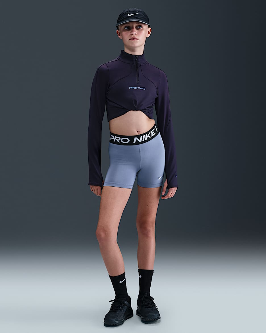 Nike Pro Girls' Shorts - World Indigo/White