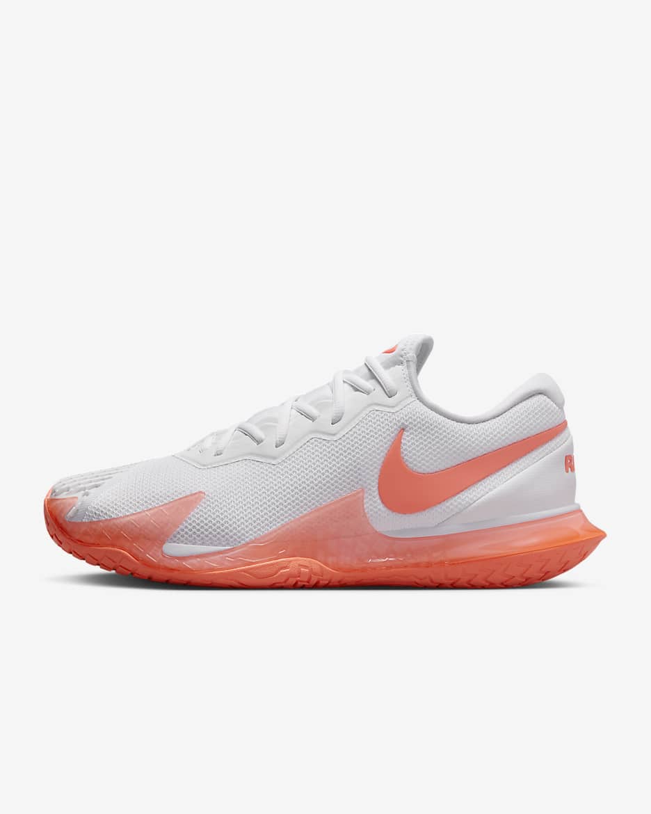 NikeCourt Zoom Vapor Cage 4 Rafa Men's Hard Court Tennis Shoes - White/White/Bright Mango