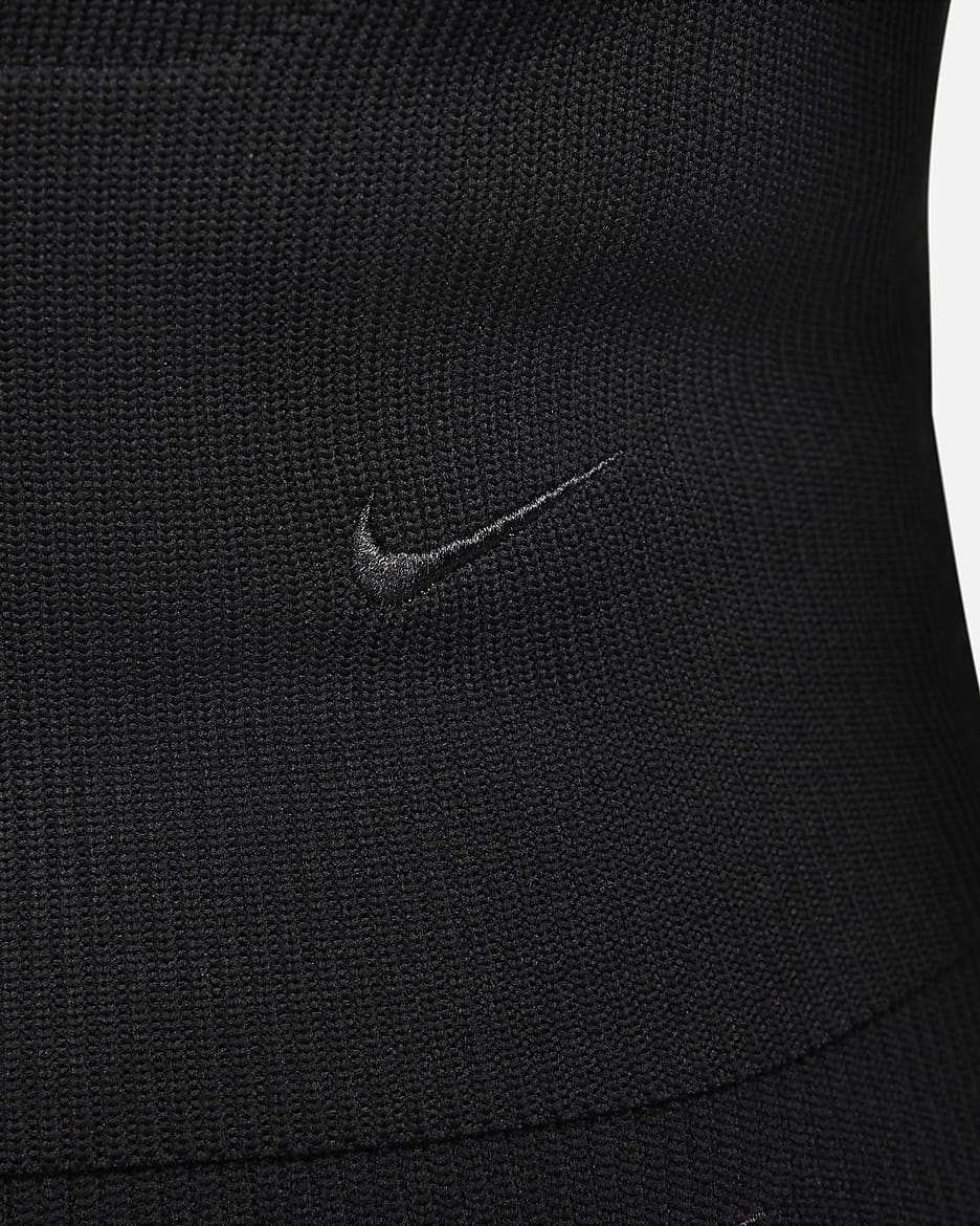 Nike Sportswear Chill Knit aansluitende korte damestrui met lange mouwen en halflange rits - Zwart/Zwart