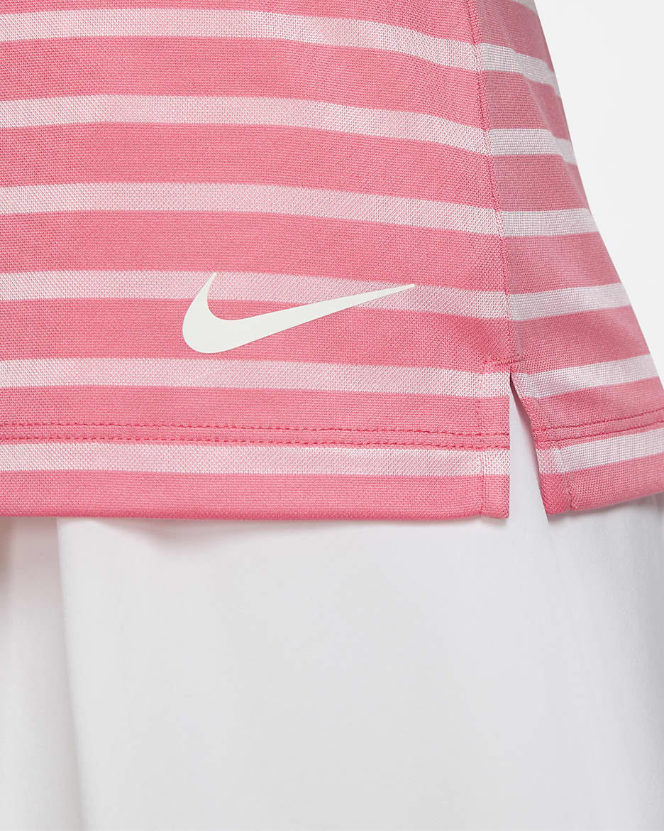 Nike Dri-FIT Victory Women's Striped Golf Polo - Sea Coral/White