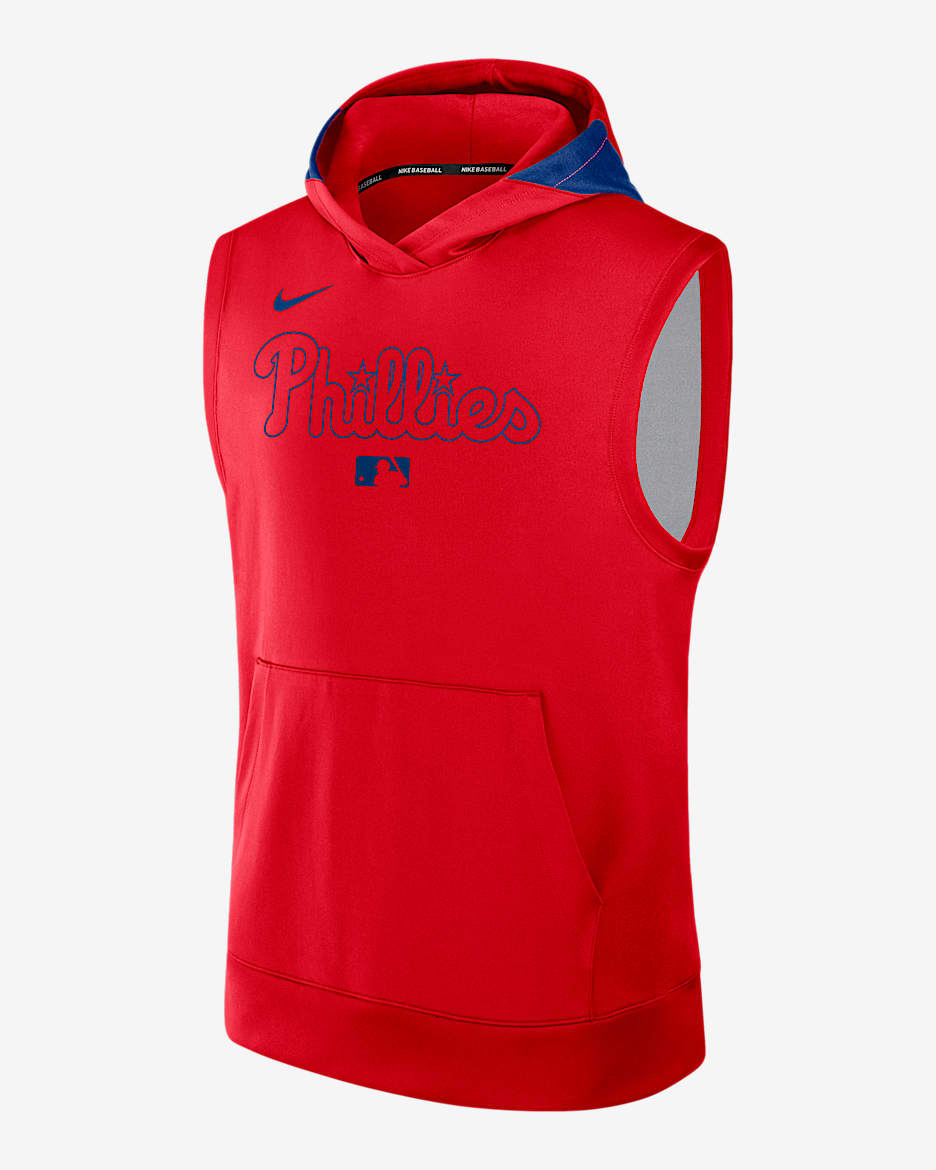 Sudadera con gorro sin cierre ni mangas Nike Dri-FIT de la MLB para hombre Philadelphia Phillies Authentic Collection - Rojo