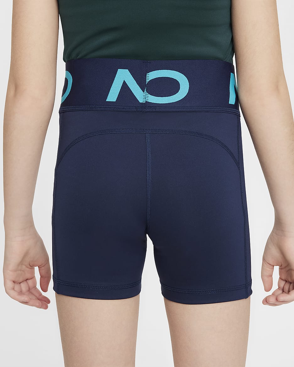 Short Nike Pro Dri-FIT pour fille - Midnight Navy/Dusty Cactus