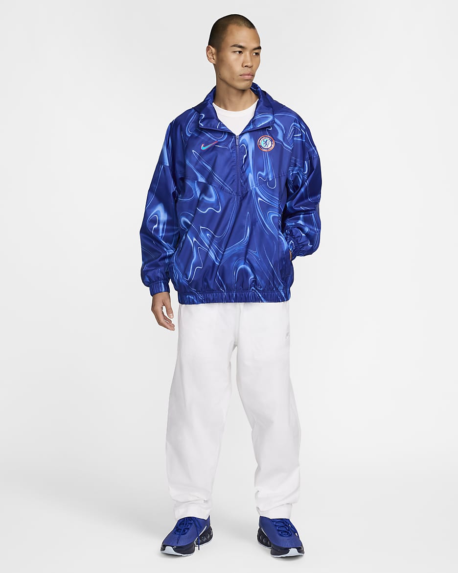 Anorak Nike Football Chelsea FC Windrunner pour homme - Rush Blue/Blanc