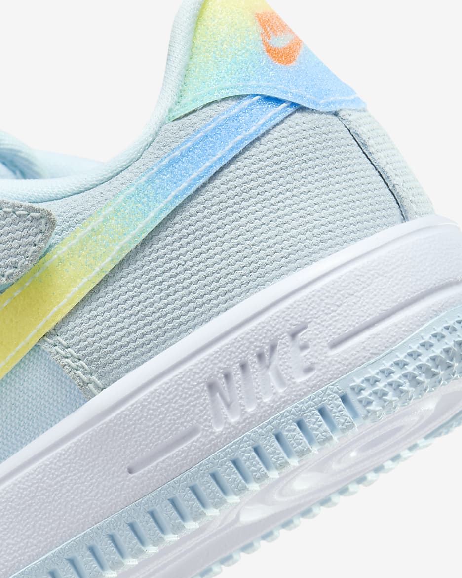 Nike Force 1 Low EasyOn Younger Kids' Shoes - Glacier Blue/Light Lemon Twist/Aquarius Blue/Total Orange