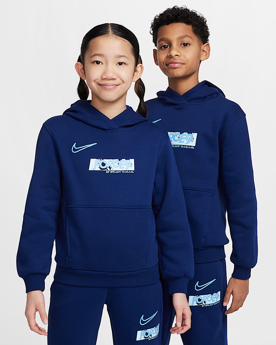 Erling Haaland Club Fleece Older Kids' Hoodie - Blue Void/University Blue