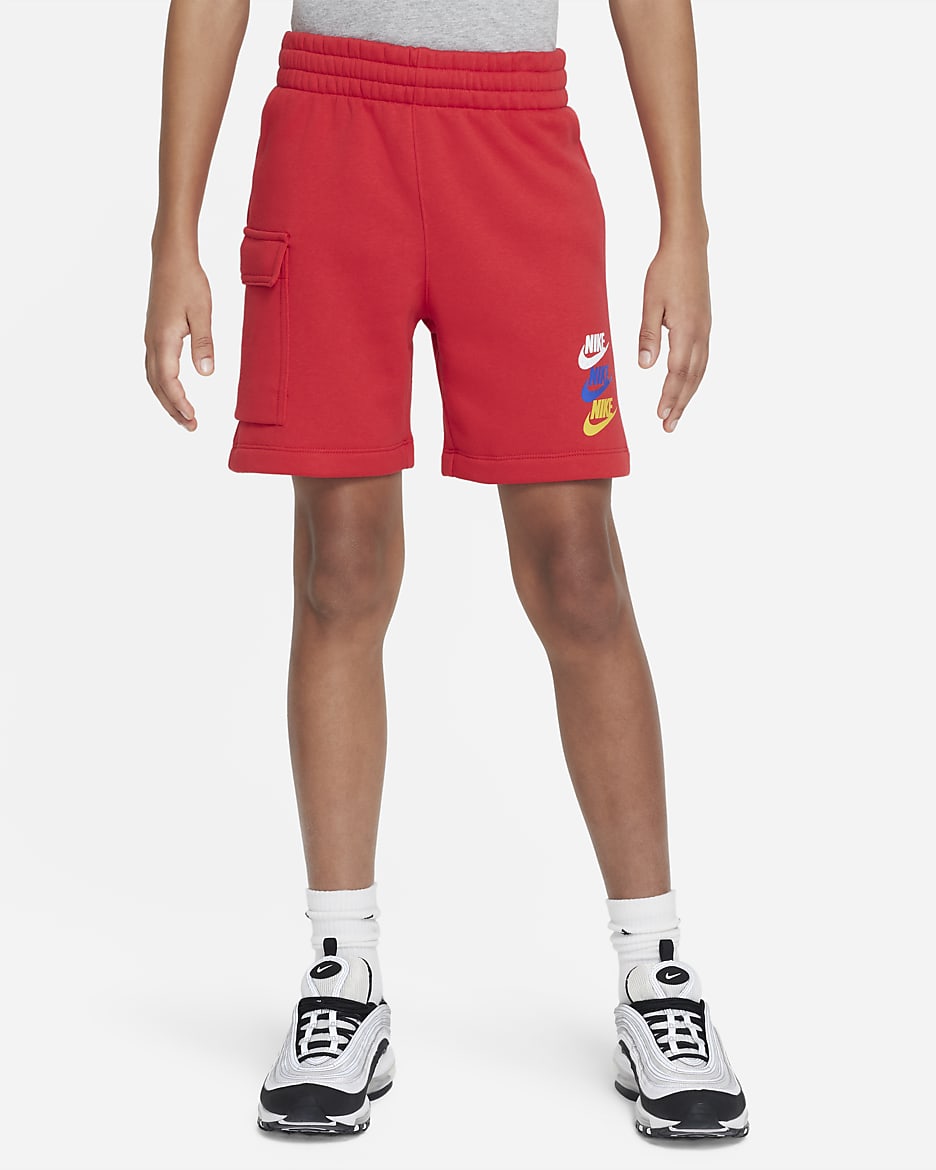 Nike Sportswear Big Kids' (Boy's) Fleece Cargo Shorts - University Red
