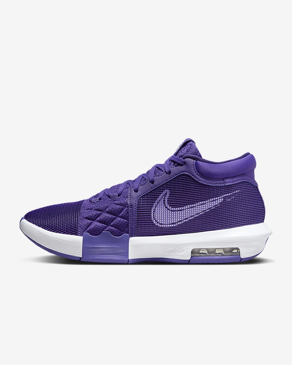 Tenis de básquetbol LeBron Witness 8 (Team Bank) - Morado campo/Morado campo/Blanco