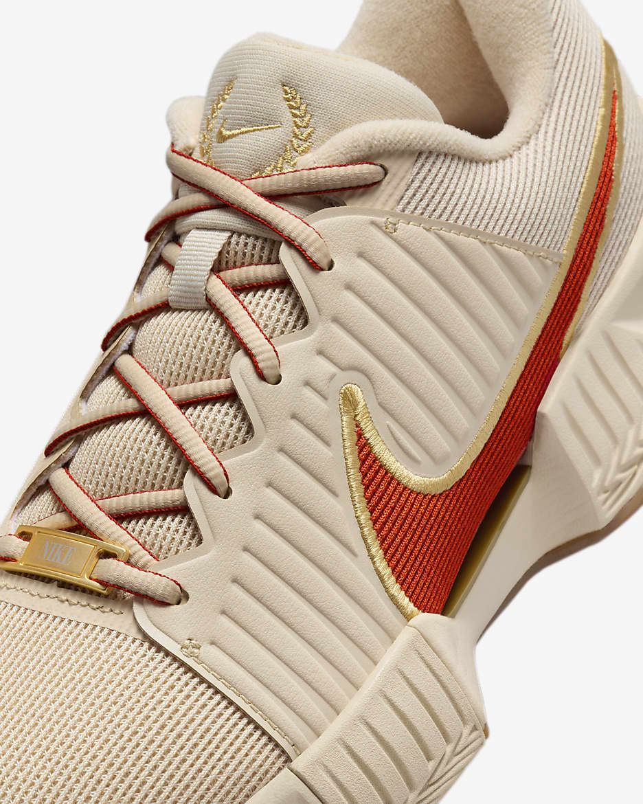 Nike GP Challenge Pro Premium Women's Hard Court Tennis Shoes - Sand Drift/Metallic Gold/Gum Medium Brown/Rust Factor