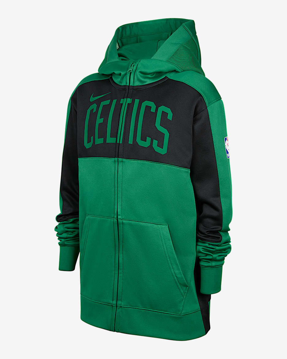 Boston Celtics Showtime Nike Dri-FIT NBA-hoodie met rits over de hele lengte voor kids - Clover