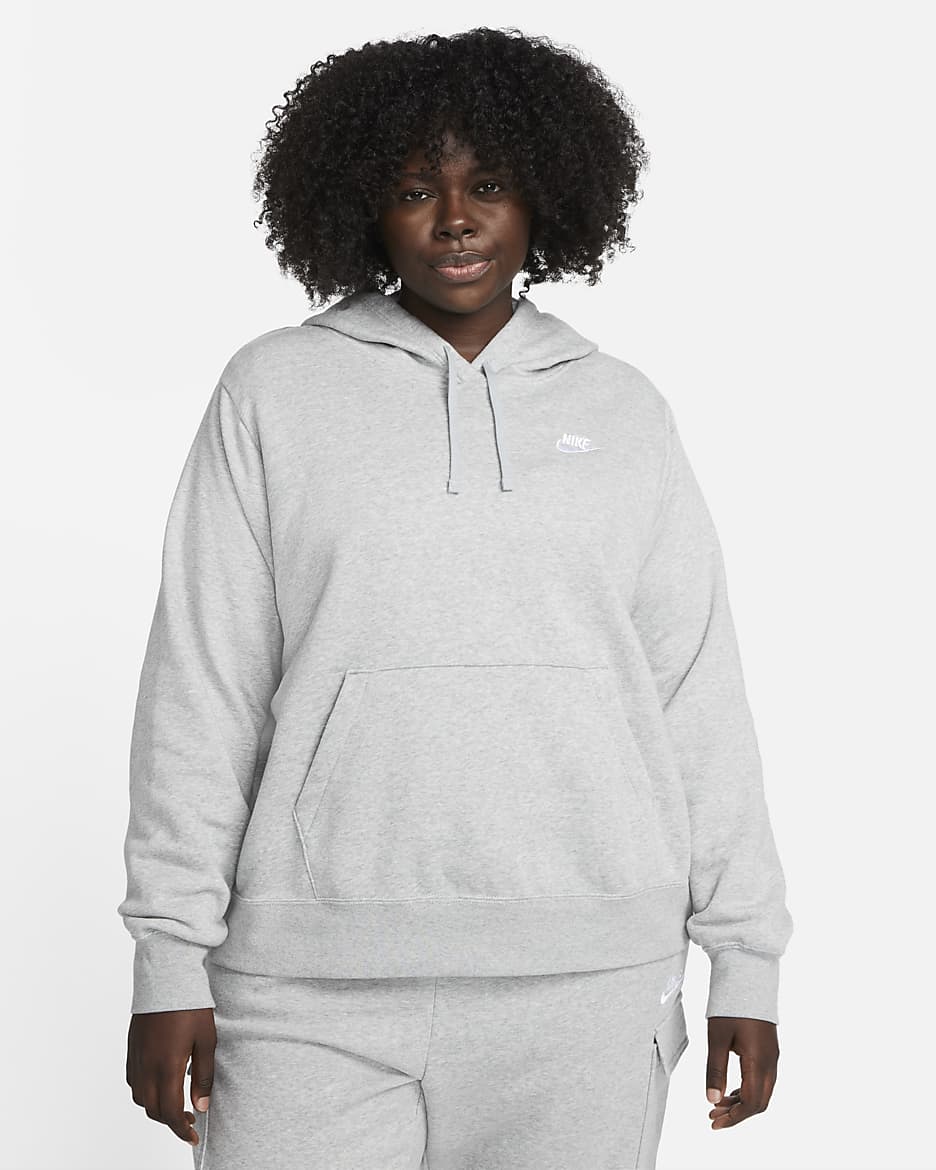 Sudadera con gorro sin cierre para mujer Nike Sportswear Club Fleece (talla grande) - Gris oscuro jaspeado/Blanco
