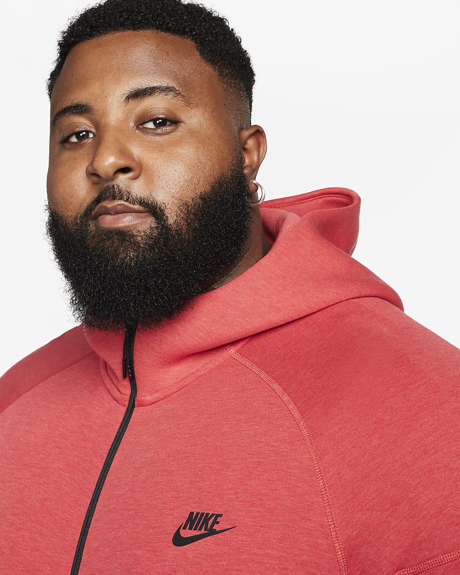 Sweat à capuche et zip Nike Sportswear Tech Fleece Windrunner pour homme - Light University Red Heather/Noir