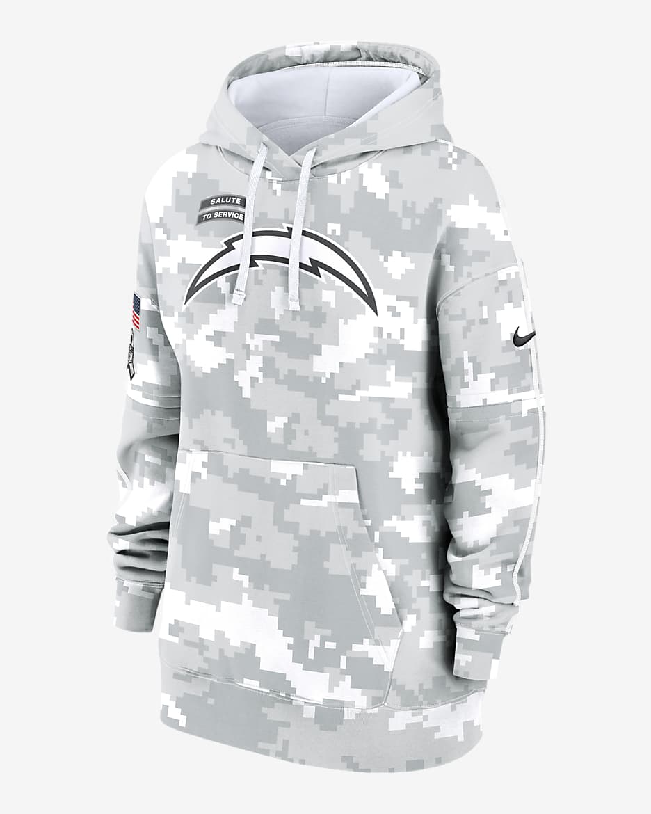 Los Angeles Chargers Salute to Service Primary Edge Club Women's Nike NFL Pullover Hoodie - White