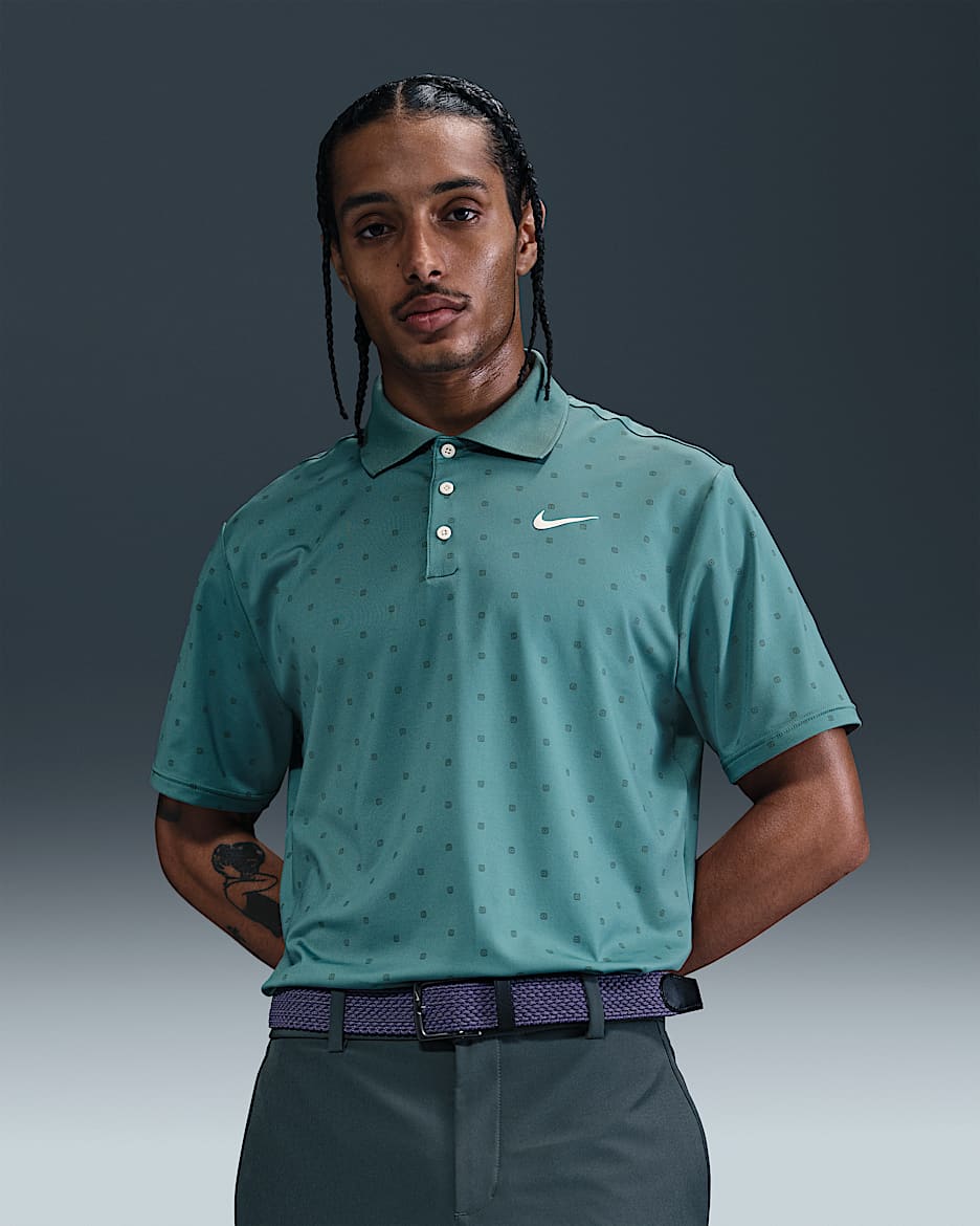Polo de golf Dri-FIT para hombre Nike Tour - Azul verdoso mineral/Marfil pálido