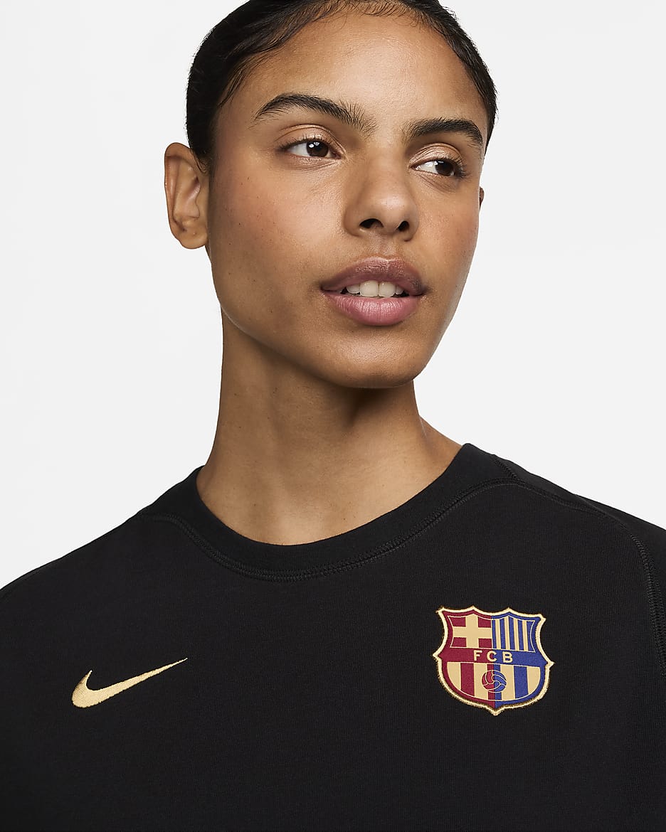 F.C. Barcelona Travel Nike Football Short-Sleeve Top - Black/Club Gold