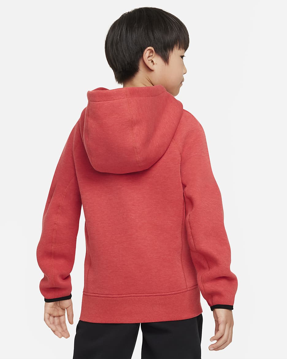 Sudadera con gorro sin cierre para niño talla grande Nike Sportswear Tech Fleece - Rojo universitario claro jaspeado/Negro