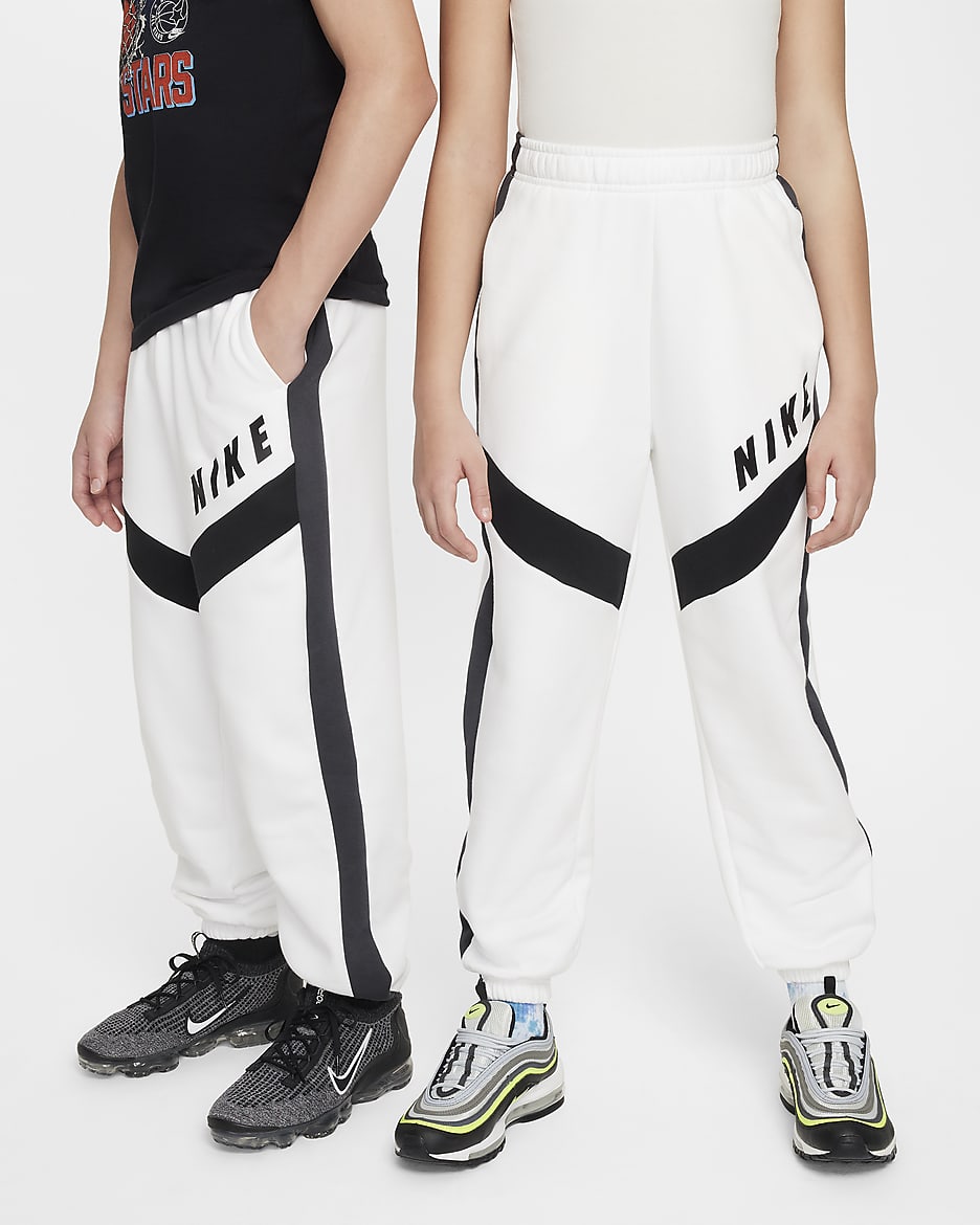 Nike Sportswear Older Kids' (Girls') Oversized Fleece Joggers - White/Dark Smoke Grey/Black