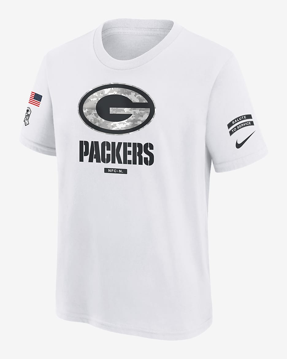 Green Bay Packers Salute to Service Primary Edge Legend Big Kids' Nike Dri-FIT NFL T-Shirt - White