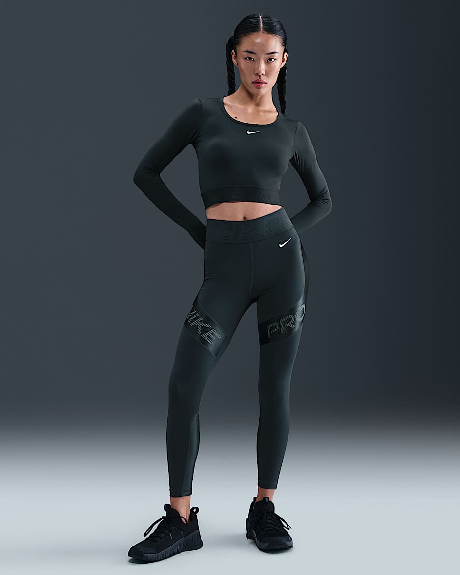 Nike Pro Sculpt Women's High-Waisted 7/8 Leggings - Seaweed/Vintage Green/White