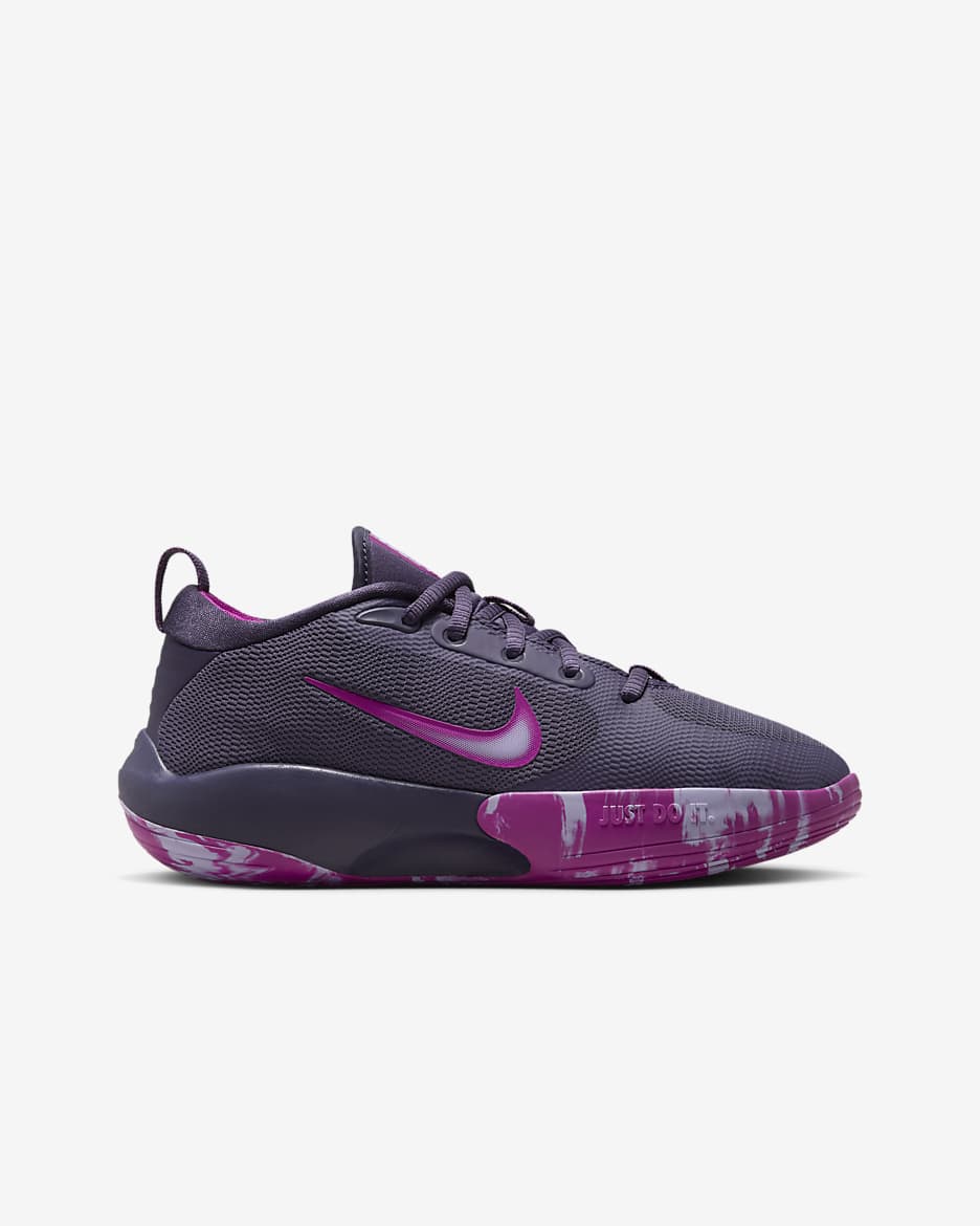 Tenis de básquetbol para niños grandes Nike IsoFly - Pasa oscuro/Fucsia cálido/Hortensias