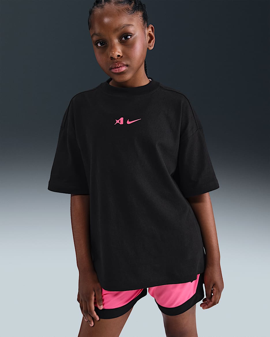 Playera oversized para niña talla grande A'ja Wilson - Negro