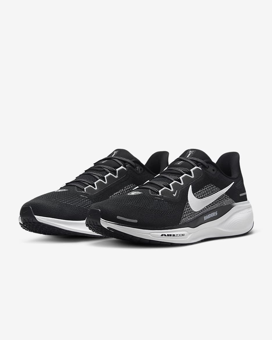 Tenis de correr en pavimento para hombre Nike Pegasus 41 NFL Las Vegas Raiders - Negro/Blanco/Plata campo/Blanco