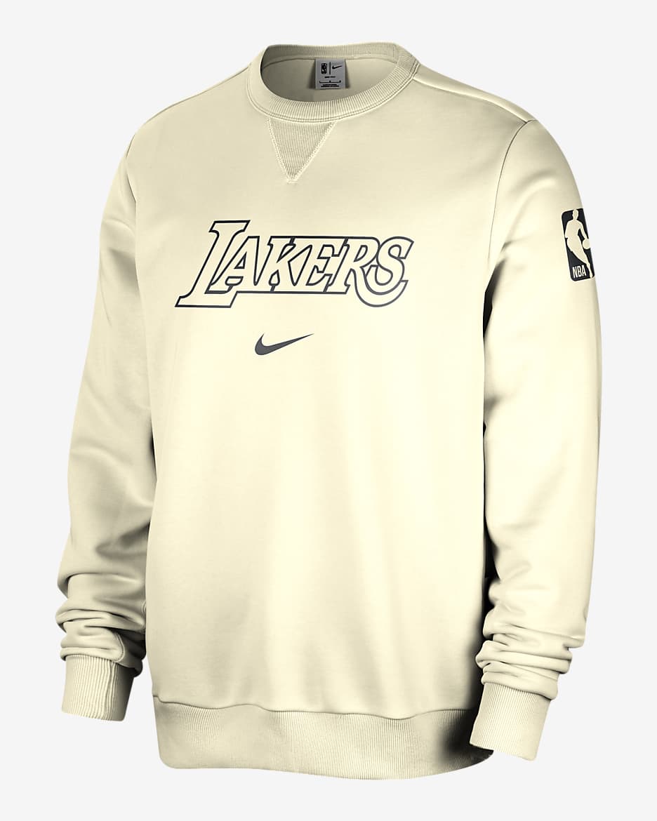 Los Angeles Lakers Standard Issue Men's Nike Dri-FIT NBA Crew-Neck Sweatshirt - Coconut Milk/Pale Ivory/Black