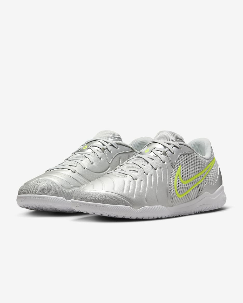 Nike Tiempo Legend 10 Academy Indoor Court Low-Top Football Shoes - Metallic Silver/Volt/White