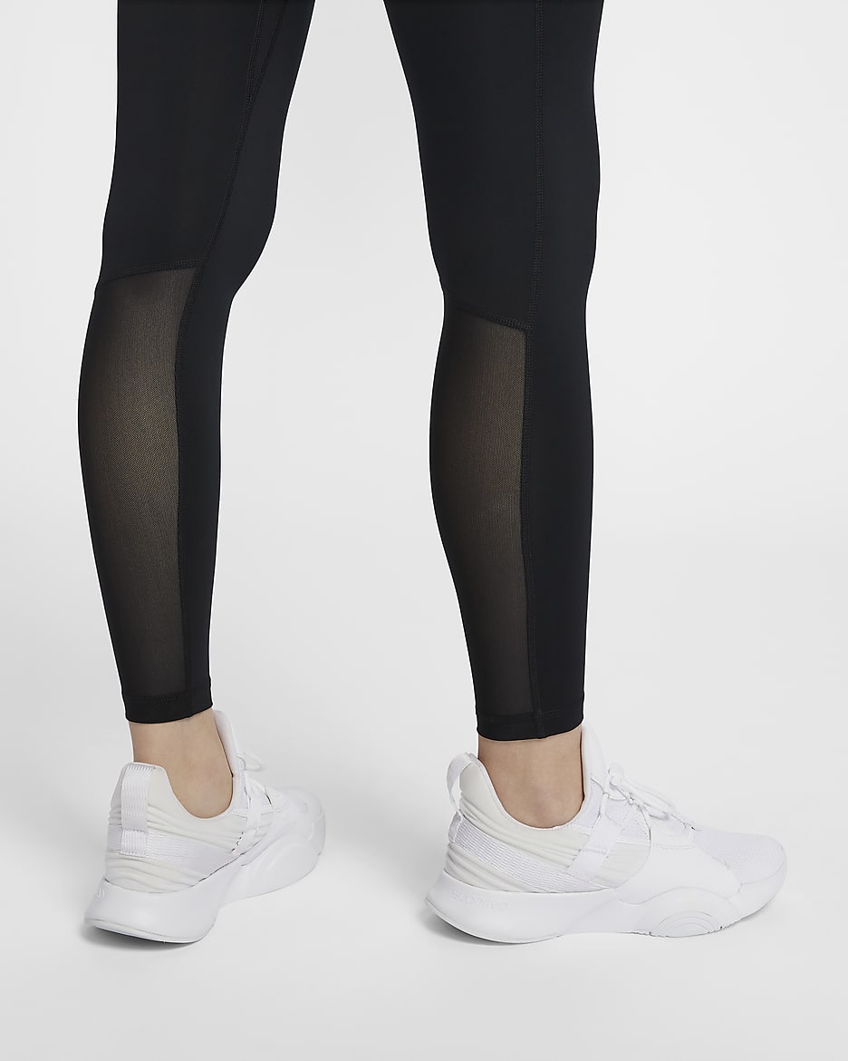 Nike Pro Women's Mid-Rise Leggings - Black/Lilac Bloom/White