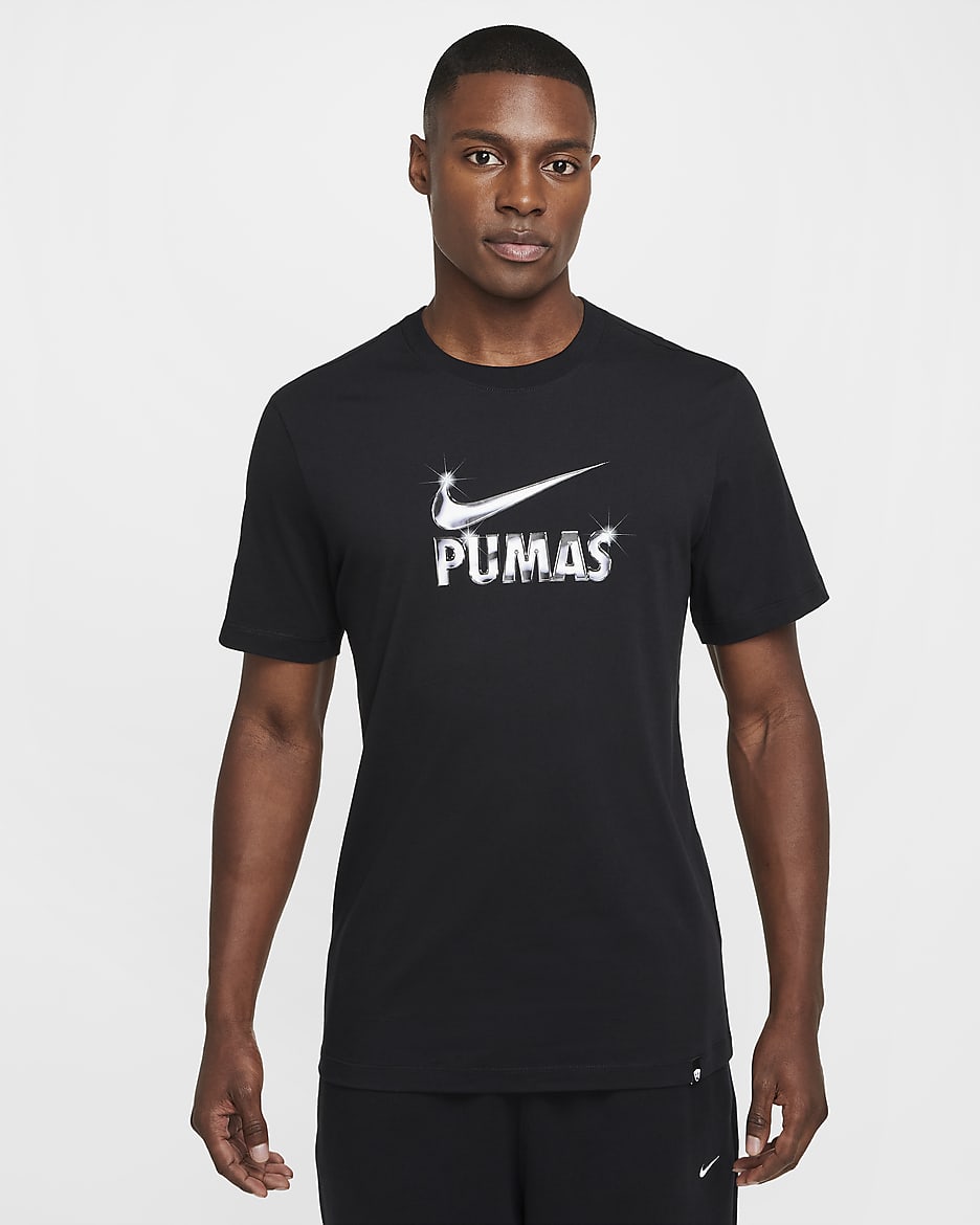 Playera de fútbol Nike para hombre Pumas UNAM Swoosh - Negro