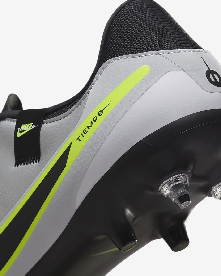 Nike Tiempo Legend 10 Academy Soft-Ground Low-Top Football Boot - Metallic Silver/Volt/Black