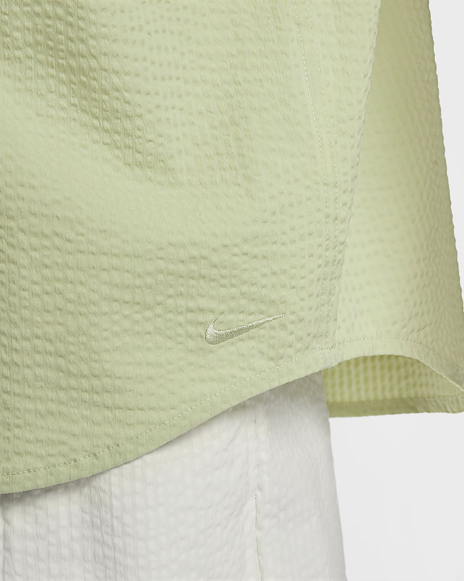 Nike Life Men's Short-Sleeve Seersucker Button-Down Shirt - Olive Aura/Olive Aura