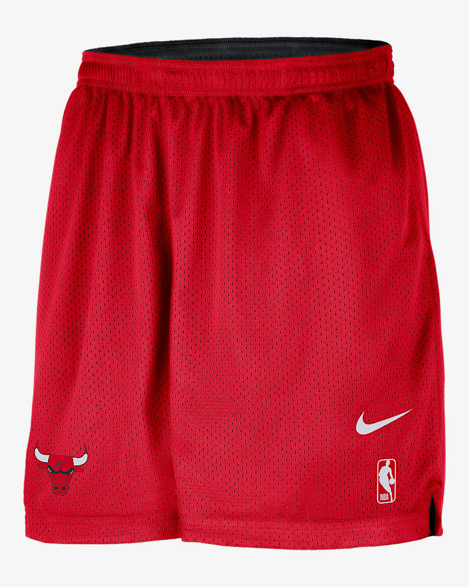 Shorts de entrenamiento Nike de malla de la NBA para hombre Chicago Bulls Courtside - Rojo universitario/Negro