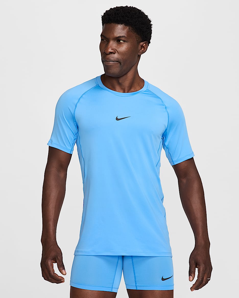 Playera de manga corta Dri-FIT slim para hombre Nike Pro - Azul universitario/Negro