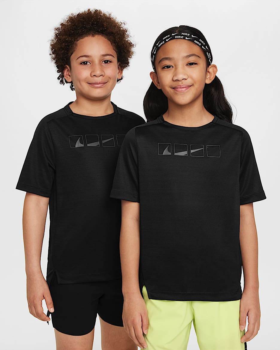 Playera de manga corta Dri-FIT para niños talla grande Nike Multi Tech - Negro/Negro