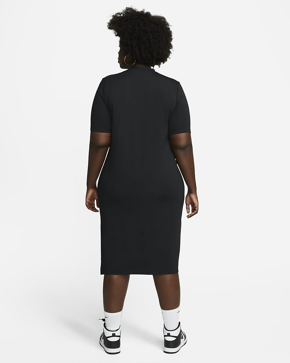 Nike Sportswear Essential Midi-Kleid für Damen (große Größe) - Schwarz/Weiß