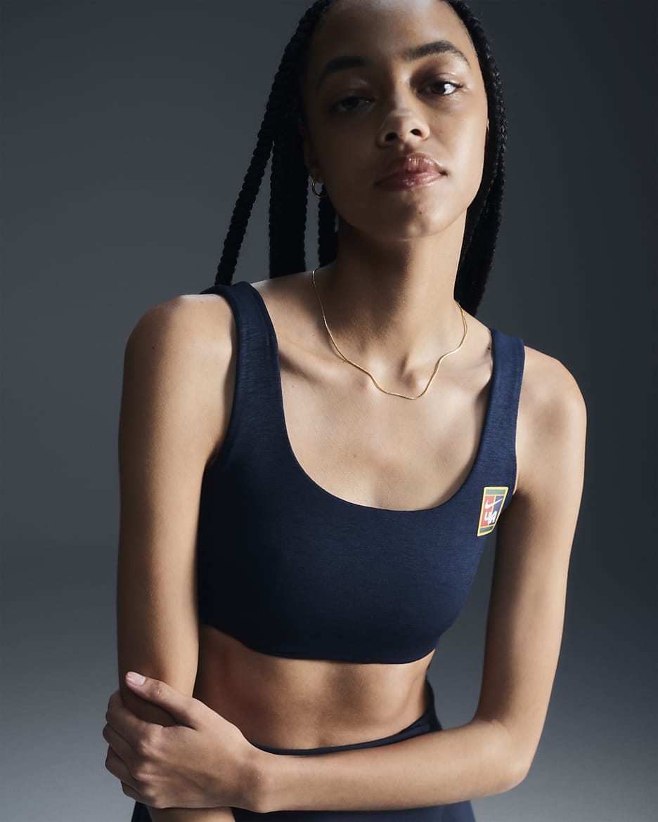 Bra deportivo de baja sujeción con forro ligero para mujer Nike Women by YOON - Azul marino militar/Blanco