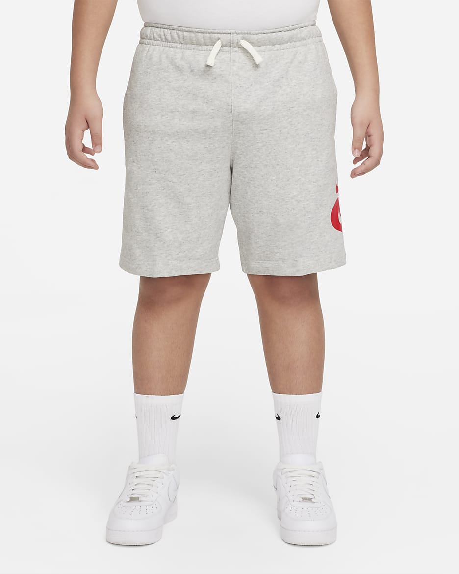 Nike Sportswear Big Kids' (Boys') Shorts (Extended Size) - Grey Heather/Sail/University Red