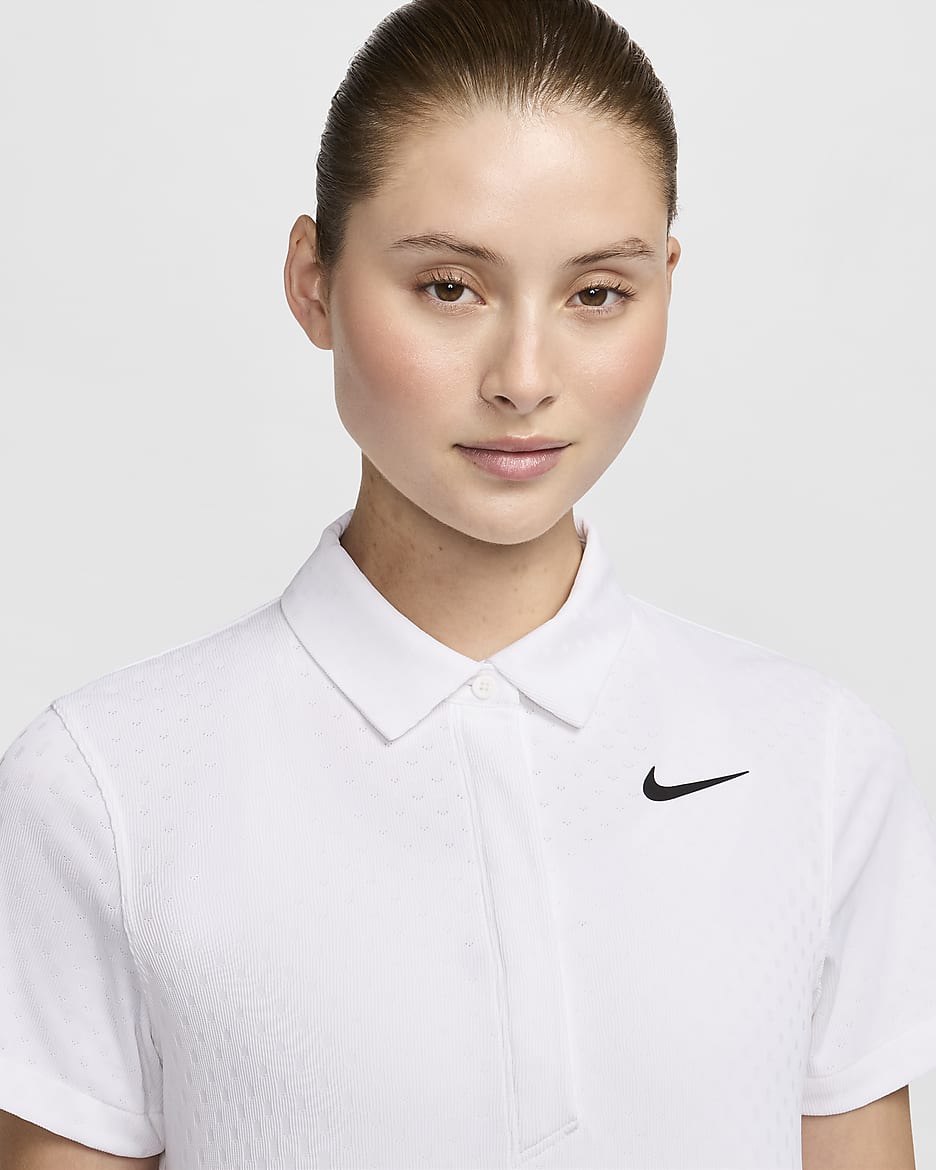 Nike Tour 女款 Dri-FIT ADV 短袖高爾夫球衫 - 白色/黑色